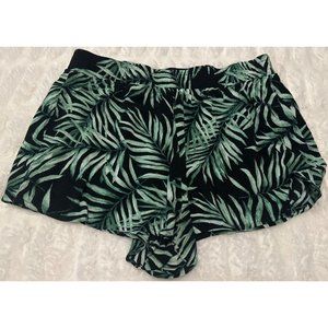 Forever 21 Brand Mini Stretch Shorts Tropical Palm Leaf 100% Rayon Women Size M